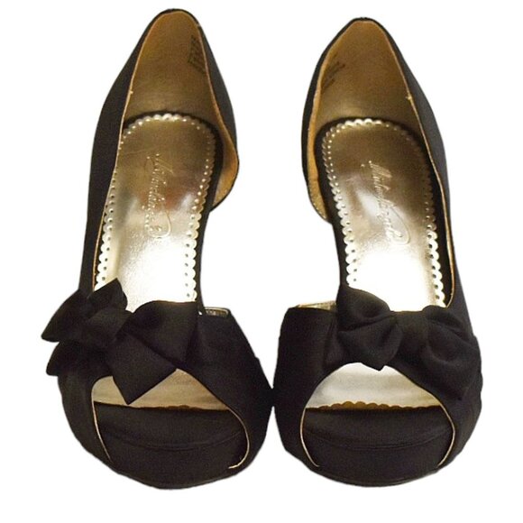 Michelangelo "Maribelle" Black Satin Dressy Peep-toe Pump - Picture 5 of 12